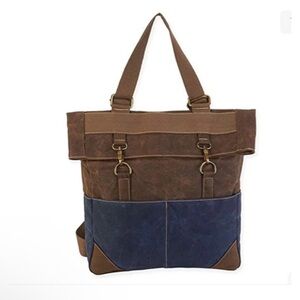Sun Sand Cargoit Lennox Flap Fold Over Canvas Leather Backpack Buckle Rucksack